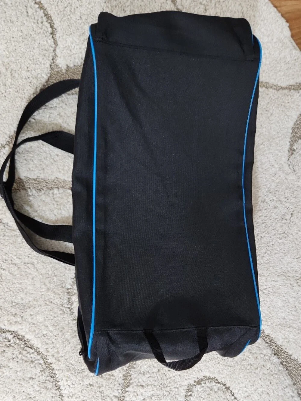 Adidas Black Duffel Bag with Bright Blue Accents